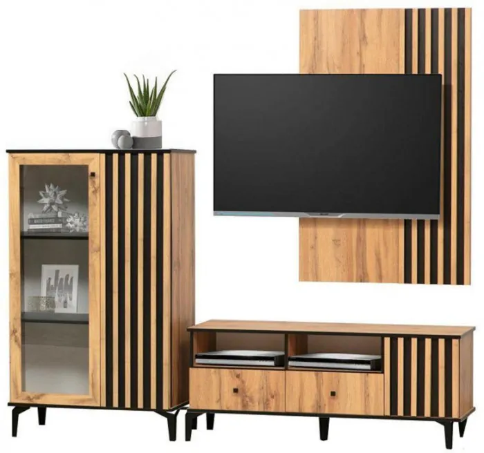 Шкаф комбинированный Либерти 51.03 (опора h150) Дуб вотан/Черный