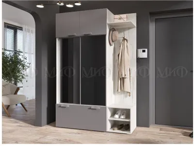 Прихожая Стелла ЛДСП (Дуб крафт белый/Графит)