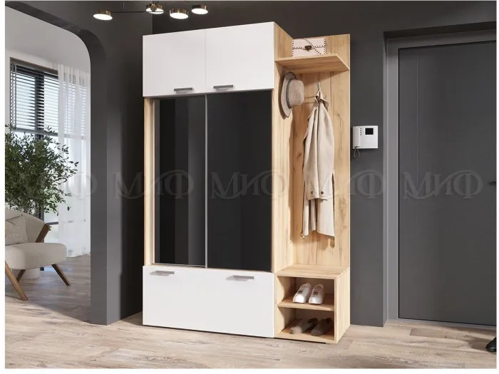 Прихожая Стелла ЛДСП (Дуб крафт белый/Графит)