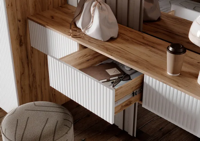 Тумба косметическая со шкафом 2х-ств Марвэл, Крафт золотой/Браш вайт