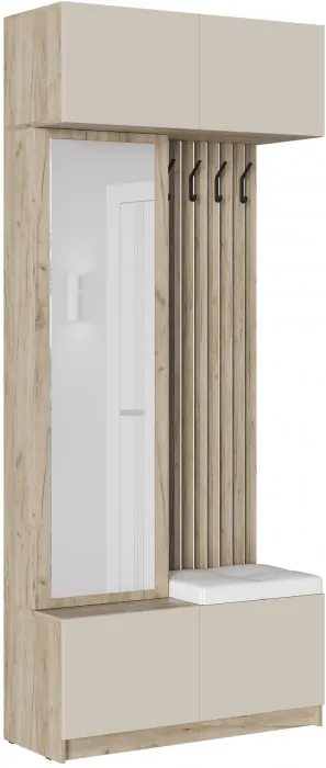 Модульная прихожая Бостон ЛДСП композиция 1, крафт серый/кашемир