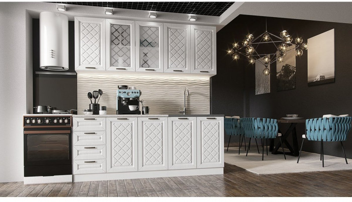 Кухня МДФ Агава 2000, Акация белая/Трюфель