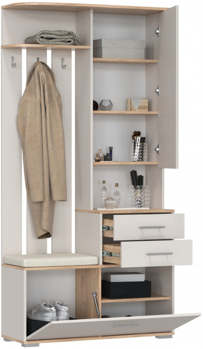 Прихожая 2-3431дкз/к.с Домино - Шкаф с вешалкой, дуб крафт золотой/кашемир серый