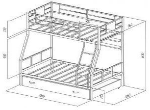 Двухъярусная кровать Гранада-1ПЯ, коричневая (Белый, Черный)
