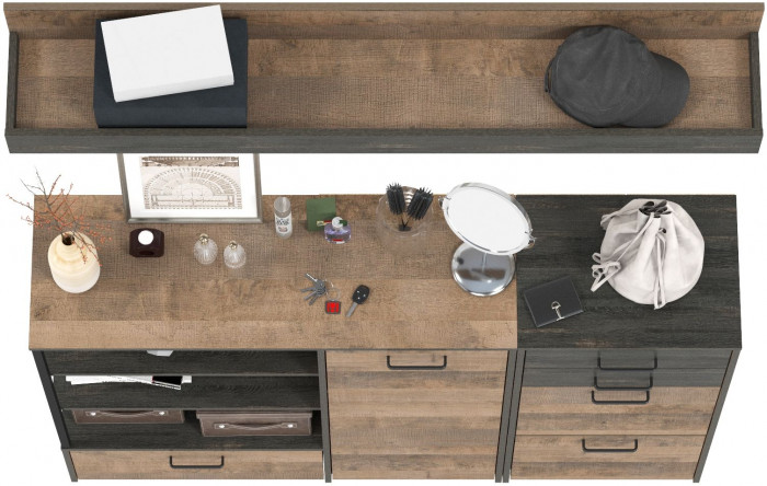 Трувор Прихожая 172, цвет дуб гранж песочный/интра, ШхГхВ 159х37х195 см., универсальная сборка