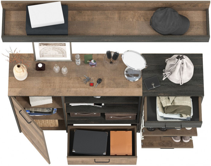 Трувор Прихожая 172, цвет дуб гранж песочный/интра, ШхГхВ 159х37х195 см., универсальная сборка