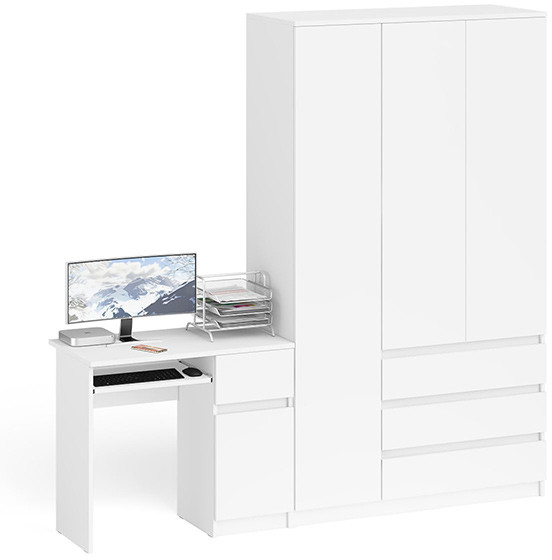Мори Стол компьютерный МС-1 правый + Шкаф МШ1200.1, цвет белый, ШхГхВ 210,4х50,4х209,6 см., выдвижной ящик справа, НЕ универсальная сборка