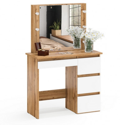 Стол косметический с подсветкой Сура, дуб вотан/белый