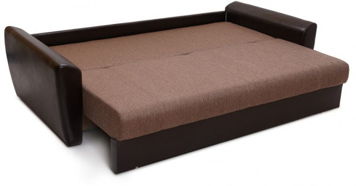 Диван-кровать Амстердам, 150х195, раскладной, еврокнижка, независимый пружинный блок, рогожка/экокожа, коричневый