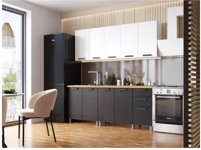 Кухонный гарнитур Григгс 2,0м камень светлый/камень темный