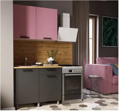 Кухонный гарнитур Осло 1,0м Сакура/Карбон вулкан