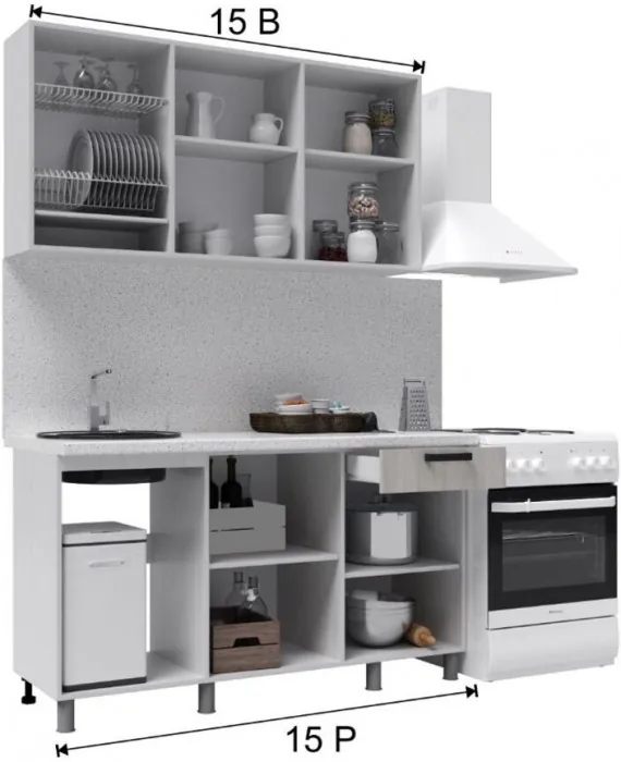 Кухонный гарнитур Осло 1,5м Сакура/Карбон вулкан