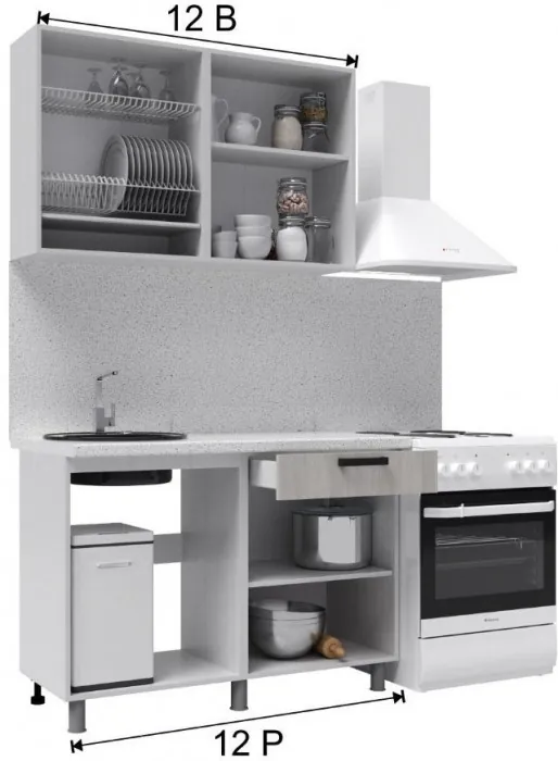 Кухонный гарнитур Танго 1,2м Белый