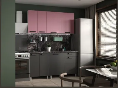 Кухонный гарнитур Осло 1,6м Сакура/Карбон вулкан