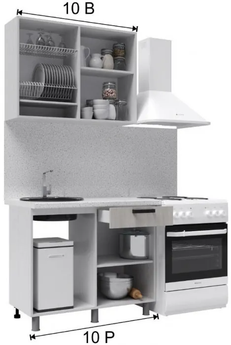 Кухонный гарнитур Танго 1,0м Дуб шале серебро/Дуб шале мореный