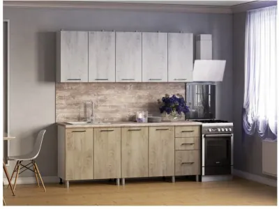 Кухонный гарнитур Палермо 2,0м Дуб Остин Серый/Дуб Остин бежевый