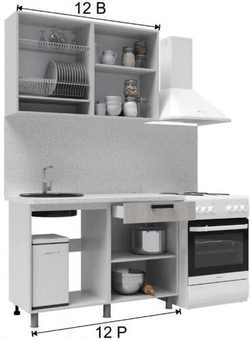 Кухонный гарнитур Луксор 1,2м Клен белый