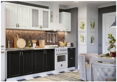 Кухня МДФ Настя, 2000 (Жемчуг / Шоколад, Белый)