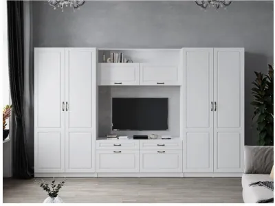 Модульная гостиная "Апполия", композиция 1 - Белый/Белый дуб