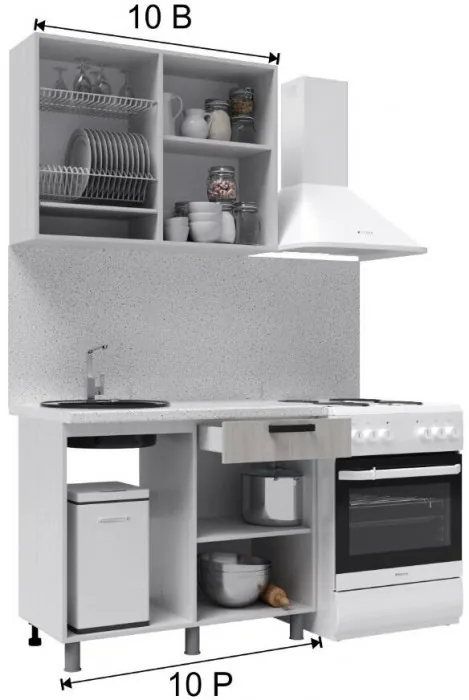 Кухонный гарнитур Луксор 1,0м Клен кремовый/Клен серый