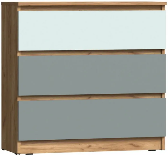 Челси Цвет Комод 3 ящика (800) (Слоновая кость/Глиняный серый/Дуб крафт)