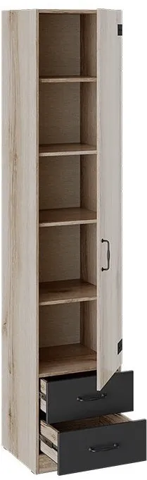 Окланд ТД-324.07.21 Шкаф для белья комбинированный (Фон Черный/Дуб Делано)