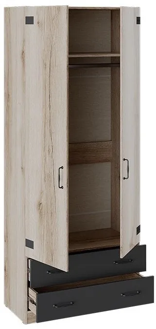 Окланд ТД-324.07.22 Шкаф для одежды комбинированный (Фон Черный/Дуб Делано)