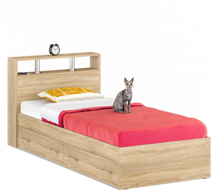 Камелия Кровать с ящиками 0900, дуб сонома