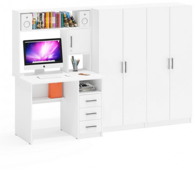 С-МД-СК9 Компоновка № 01, цвет белый шагрень, ШхГхВ 242х70х160 см., НЕ универсальная сборка