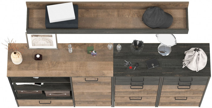 Трувор Прихожая 173, цвет дуб гранж песочный/интра, ШхГхВ 209х37х195 см., универсальная сборка