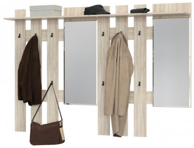 Лира ГК 2-3814+2-3814дубсон Вешалка с зеркалом, цвет дуб сонома, ШхГхВ 200х28х135 см., универсальная сборка