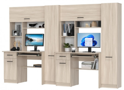 Два стола рабочих 6-0603ТМяс.св Альфа, цвет ясень шимо светлый, ШхГхВ 274х61х181 см., универсальная сборка