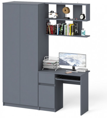 Мори Стол компьютерный МС-1 левый + Шкаф МШ800.1 + Полка 900, цвет графит, ШхГхВ 170,4х50,4х209,6 см., НЕ универсальная сборка