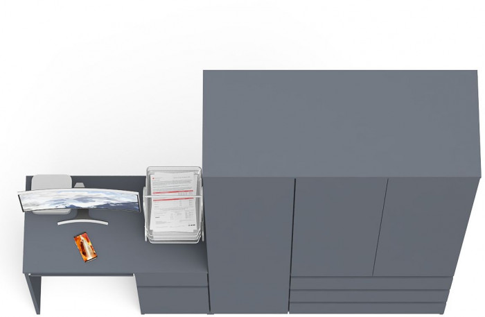 Мори Стол компьютерный МС-1 правый + Шкаф МШ1200.1, цвет графит, ШхГхВ 210,4х50,4х209,6 см., выдвижной ящик справа, НЕ универсальная сборка