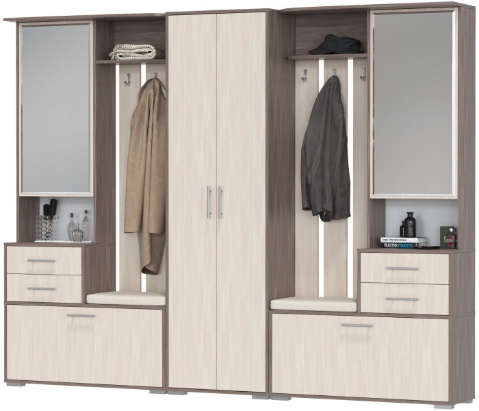 Прихожая Домино 3, бодега тёмный/бодега светлый