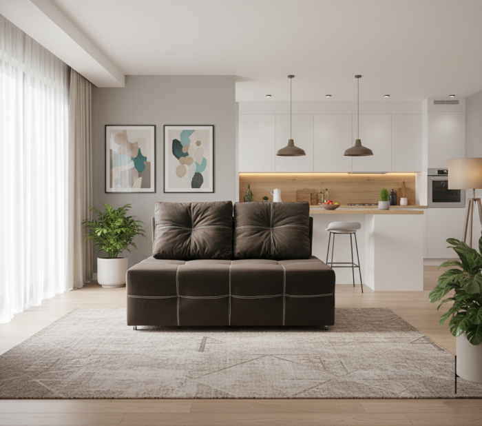 Диван-аккордеон Марс мини, сп.м. 140х200, велюр коричневый