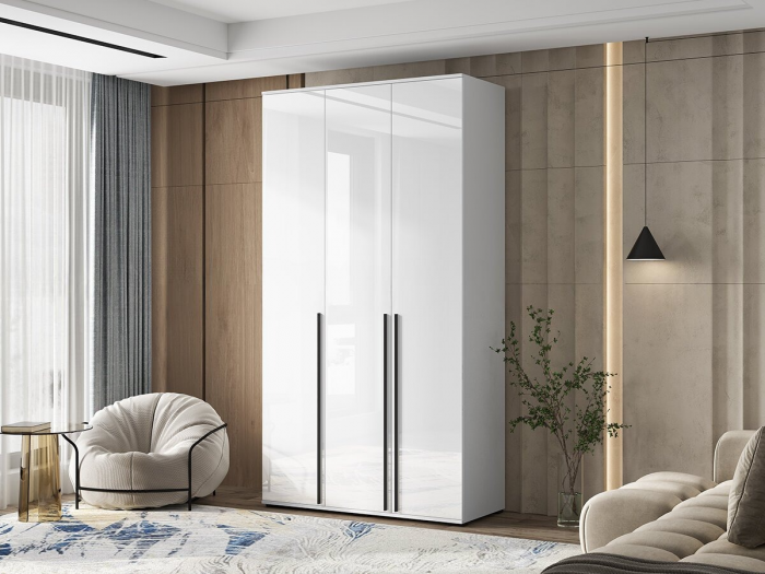 Норд Шкаф трехстворчатый 1200 Белый/Белый глянец холодный