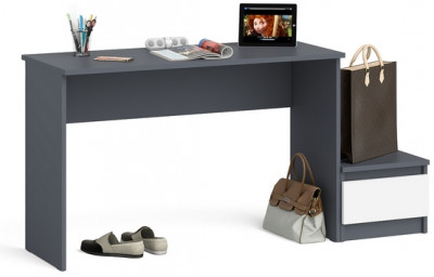 Мори Стол письменный МСП1200.1 + Тумба ТМП400.1, цвет графит/белый, ШхГхВ 160,8х50х76,6 см., универсальная сборка