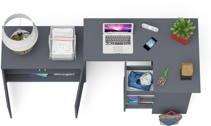 Мори компьютерный стол МС-16 правый + Тумба МА900.1, графит