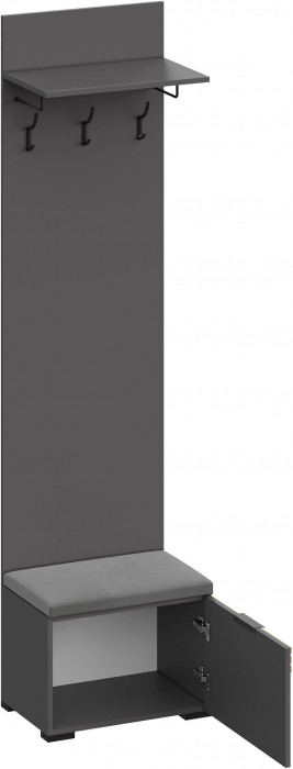 Модульная Прихожая Нао, набор №3, Графит/Графит, Дуб вотан, Simple 27