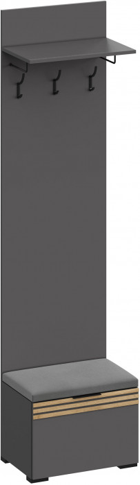 Модульная Прихожая Нао, набор №3, Графит/Графит, Дуб вотан, Simple 27