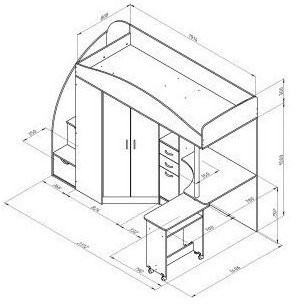 Детская кровать-чердак Теремок-1 Гранд,  Белый / Венге
