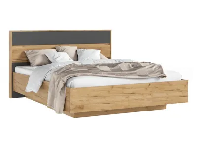 Роджина Кровать парящая 160 с ПМ, графит/дуб крафт