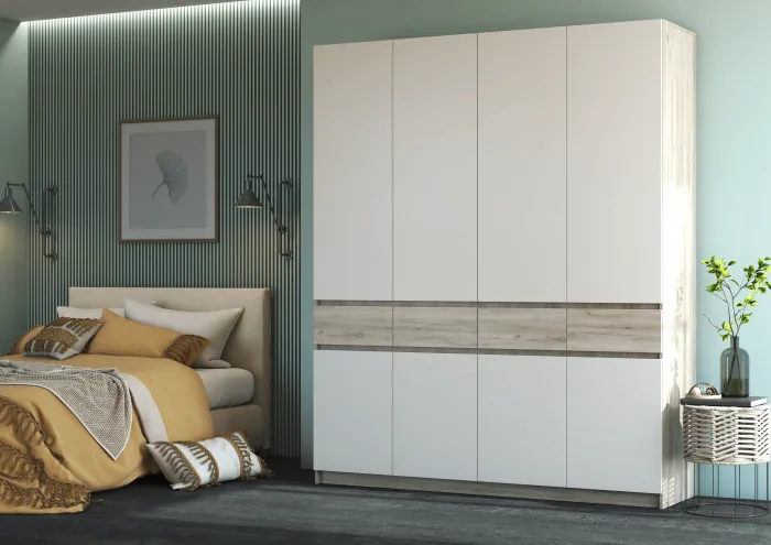 Шкаф Бостон ЛДСП ШК-004 четырехдверный, крафт серый/кашемир