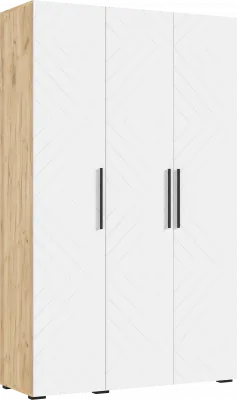 Флэш Шкаф 3-х ств. 1350 браш вайт/дуб крафт