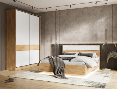 Спальня дуб крафт/белый глянец