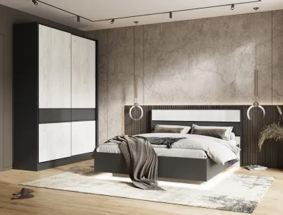 Спальня графит/дуб крафт белый