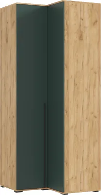 Норд Шкаф угловой, Дуб крафт/Изумрудный