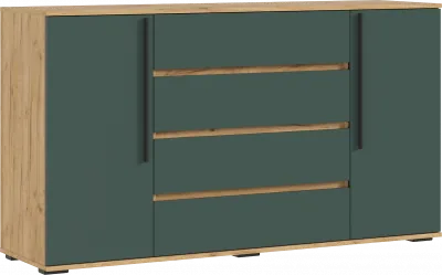 Норд Комод 2 двери 4 ящика (1600), Дуб крафт/Изумрудный