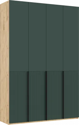 Марвэл Шкаф 4-х створчатый 1600, с доп.ящиками Браш Мени Грин, Дуб Крафт